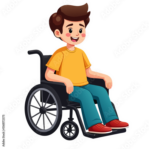 Smiling Boy in Wheelchair Positive and Hopeful Illustration.