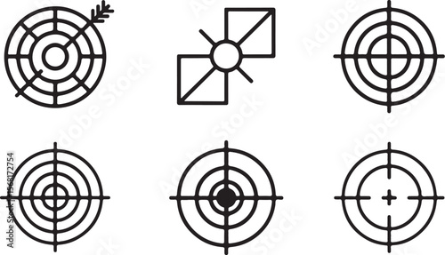 Vector art of collection of target icons isolated on white background