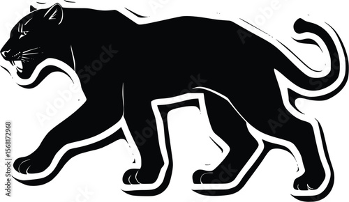 Aggressive Black Panther Vector Silhouette: Powerful, Wild, Graphic Design