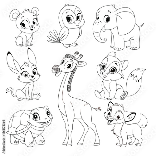 set of cartoon animals design 
