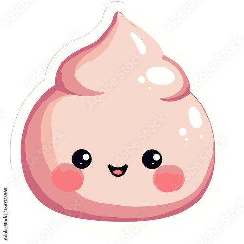Adorable Pink Cream Puff with Cheerful Expression and Cute Blush.