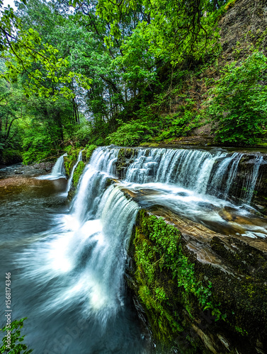 Long exposure Four Waterfalls walk, Waterfall Country, Brecon Beacons South Wales, United Kingdom