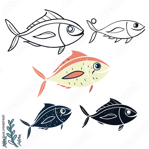 set of fishes design 