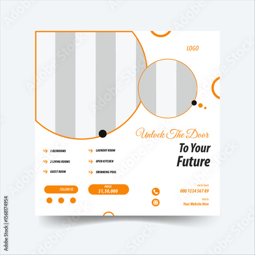 Real estate house property instagram post or social media banner template
