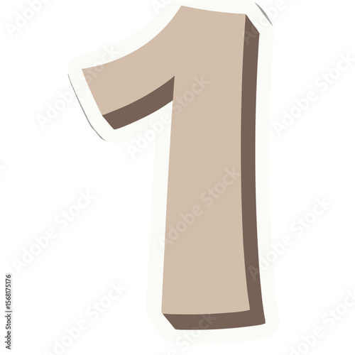 A Simple Cartoonish Beige Number One Design.