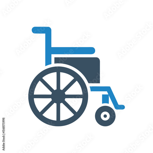 Blue and grey wheelchair icon mobility assistance