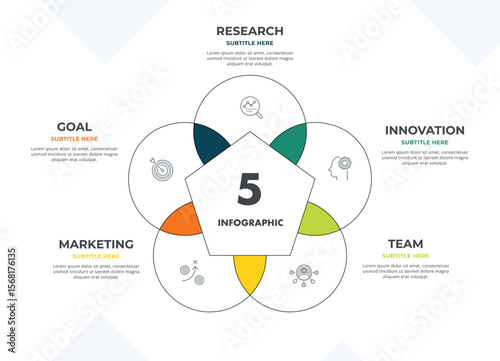 Design template infographic with 5 step process can be used for workflow layout, business presentation and web graphic design