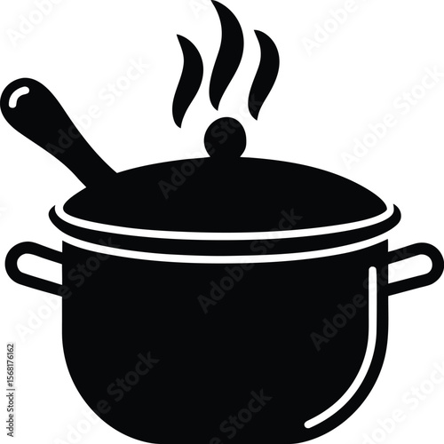 Boiling Pot with Steam Vector Icon