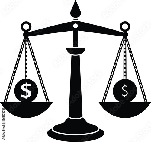 Legal Scale with Dollar Signs Vector Icon