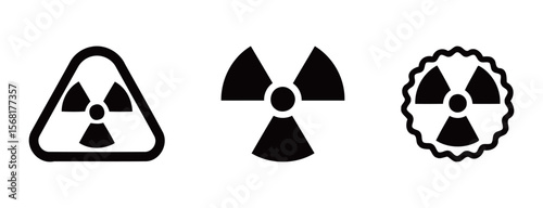 Radiation Warning Symbols in Different Shapes and Styles