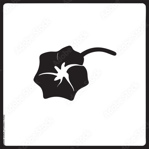 Minimalist morning glory flower silhouette icon in black and white