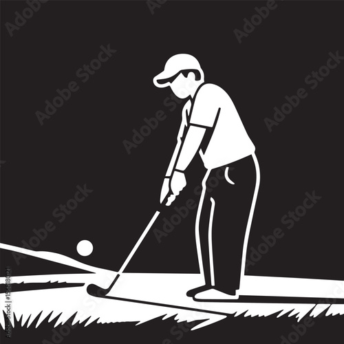 the vector illustration of the golf player with a niblick