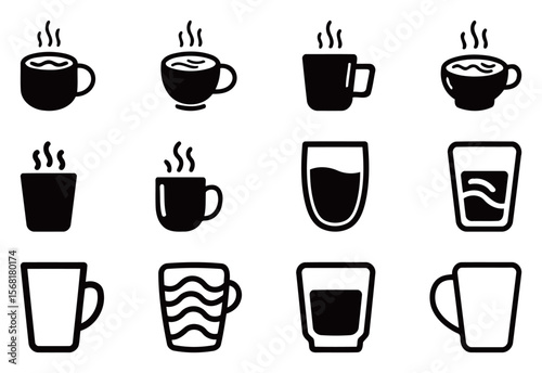 Wallpaper Mural Cup Icons Showing Various Drink Types and Styles Torontodigital.ca