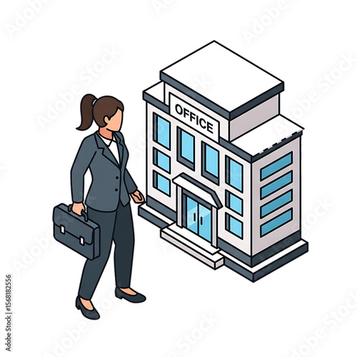 Businesswoman heading to the company headquarters.