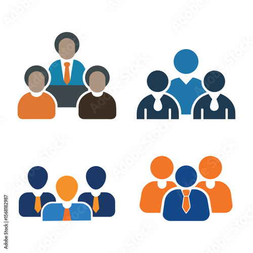Business people Colorful Icon Set