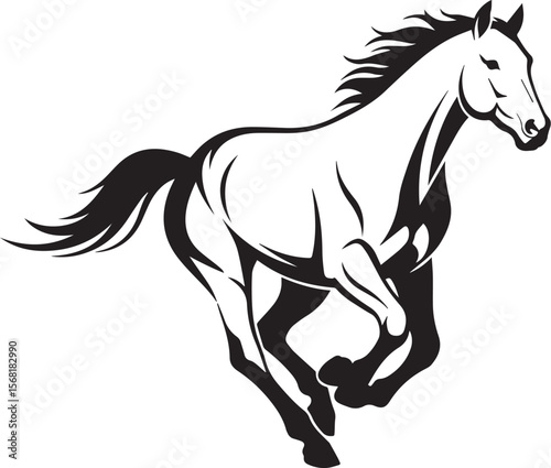 A stylized horse running drawn in single bold strokes to form a dynamic logo.eps