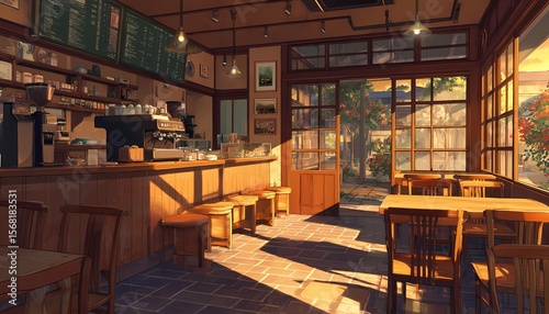 Arrière-plan Café Jazz Lofi Style Tokyo, Illustration Anime pour Miniature YouTube