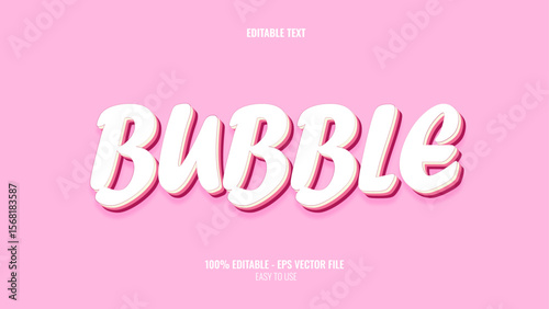 3D text effect style bubble, editable text effect