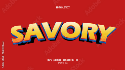 3D text effect style savory, editable text effect