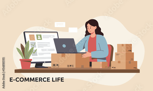E-commerce lifestyle illustration suitable for online shops, marketing material, and business websites
