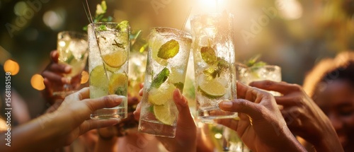 Wallpaper Mural The joyful clinking of refreshing cocktails celebrating friendship and summer moments. Torontodigital.ca