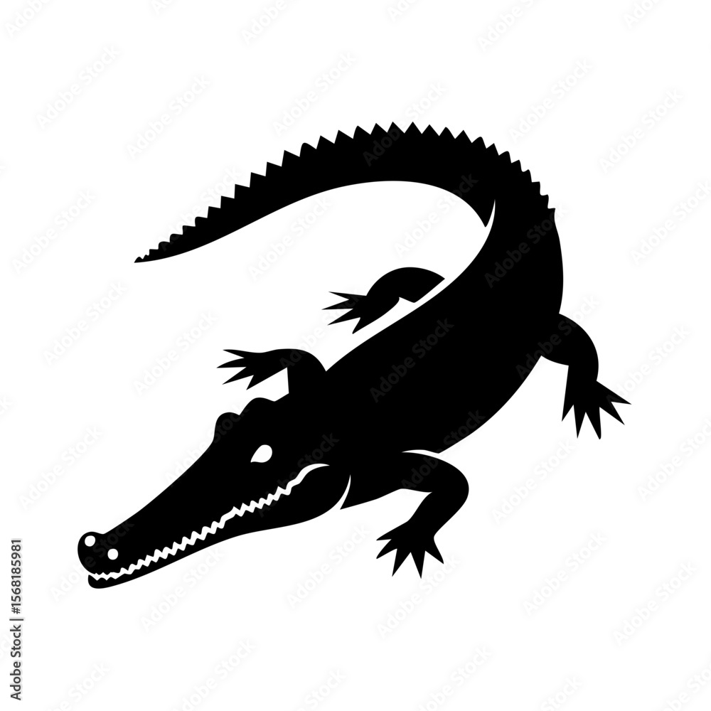 Naklejka premium Crocodile Full Body Black Glyph Icon (Color Changes Available in SVG)