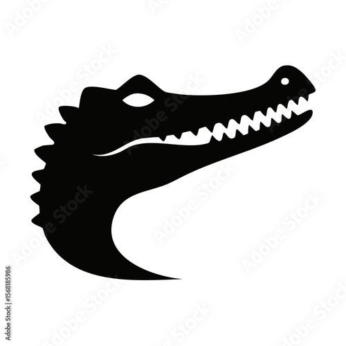 Crocodile Head Black Glyph Icon (Color Changes Available in SVG)