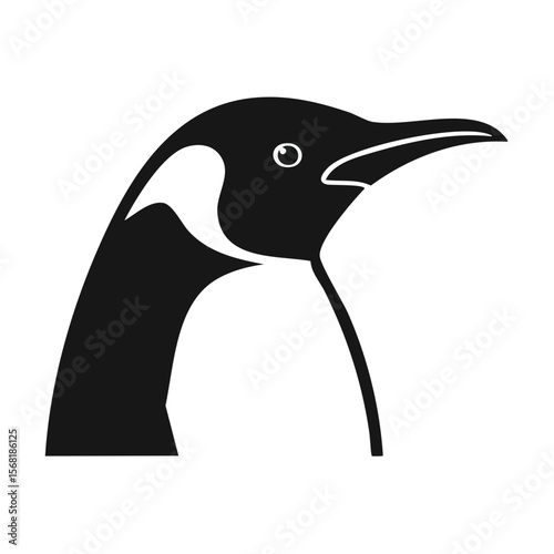 Emperor Penguin Head Black Glyph Icon (Color Changes Available in SVG)