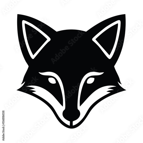 Fox Head Black Glyph Icon (Color Changes Available in SVG)