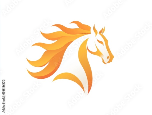 Wallpaper Mural Abstract horse head logo, vibrant orange-yellow mane Torontodigital.ca