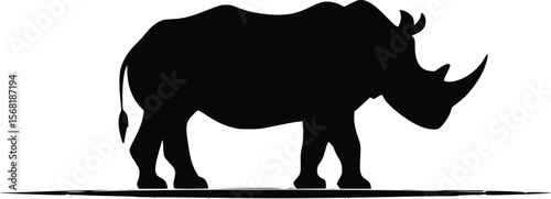 Powerful Rhino Silhouette: Vector Illustration, Elegant, Dark