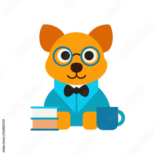 dog teacher with books