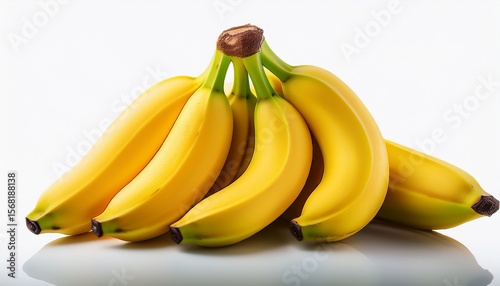 fresh bunch of ripe bananas arranged neatly with vibrant yellow color against a transparent background