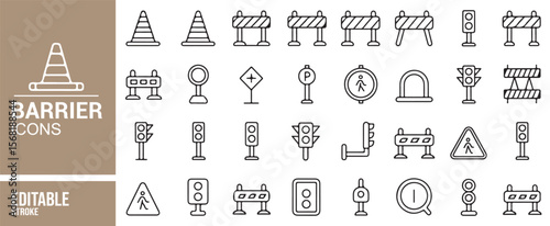 Scalable Traffic and Construction Barrier Icons for Digital Design