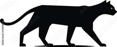 Elegant panther vector silhouette: powerful, graceful, dark profile.