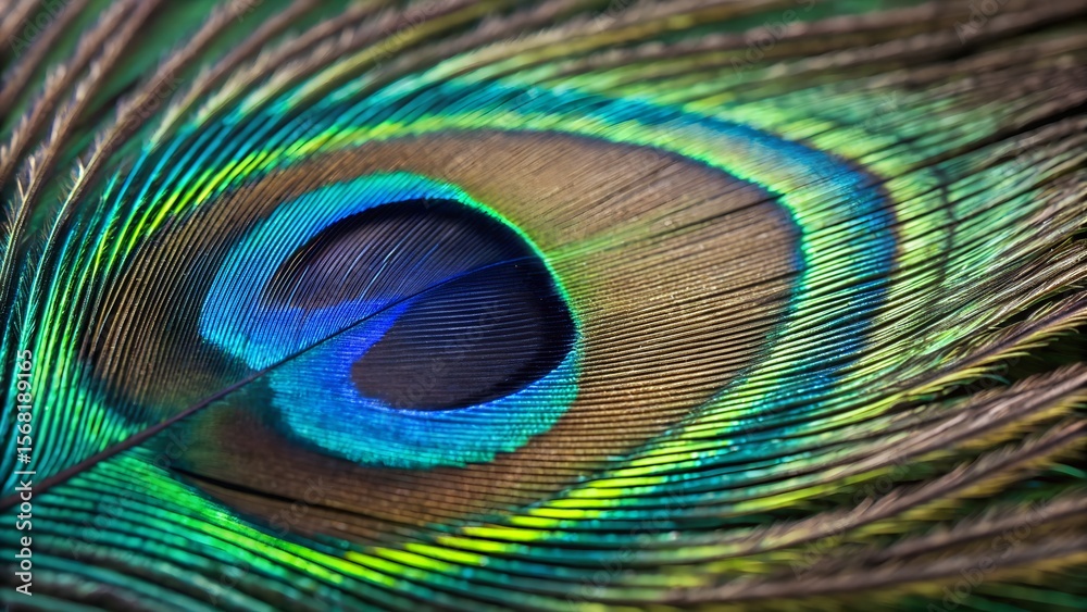 Naklejka premium Macro View of a Peacock Feather Eye Spot in Stunning Detail