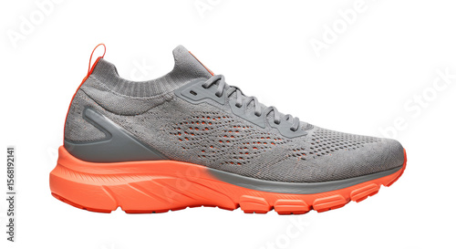 Gray and Orange Running Shoe.