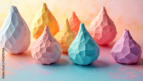 abstract clay figures in the shape of a drop