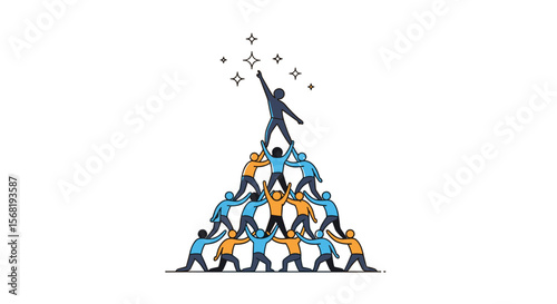 Teamwork Success Reaching For The Stars Goal Achievement Collaboration Effort Unity