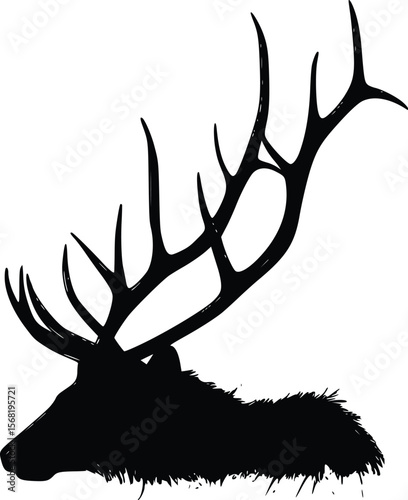 Majestic Elk Silhouette: Elegant Vector Illustration, Dark Mood