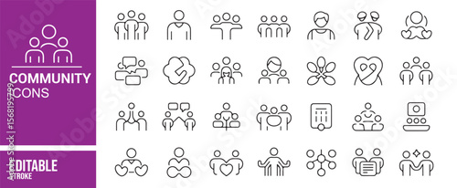 Vector Social and Community Icons for Digital Design, Editable and Modern