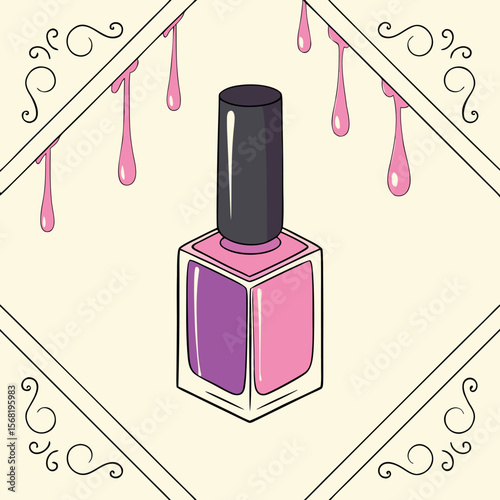 Beautiful Fashionable Nail Polish Bottle With Droplets Falling Down