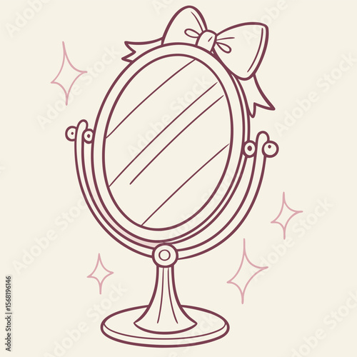 Elegant Oval Vanity Mirror with Decorative Bow Accent for Bedroom Dressing Table
