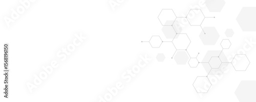 Futuristic molecule structure abstract hexagonal network background design for technology and medical science.