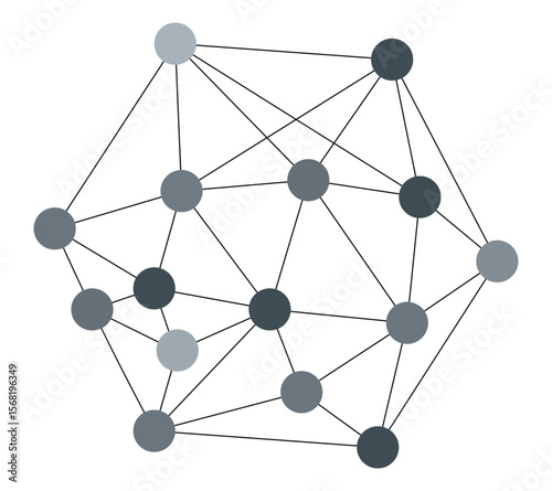 Abstract Network Structure with Nodes and Connections Representing Communication and Data Technology Concepts