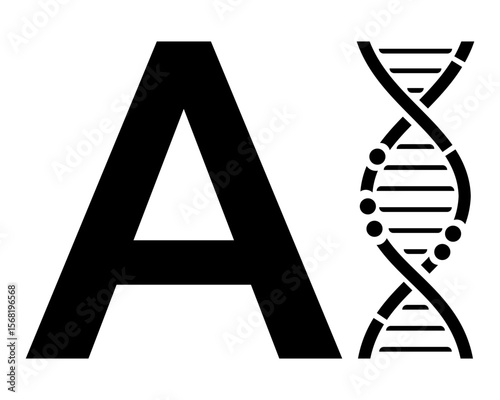 Conceptual Representation of Artificial Intelligence with DNA Helix Symbolizing Genetics and Biological Innovation