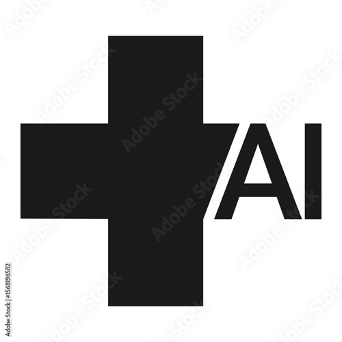 Conceptual Image of Healthcare Innovation Featuring the Intersection of Artificial Intelligence and Traditional Medical Symbols Represented by a Cross