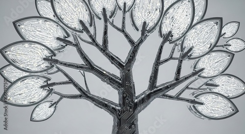 Biometric Circuit Tree: Illuminated Fingerprint Leaves on a Technological Branch Structure