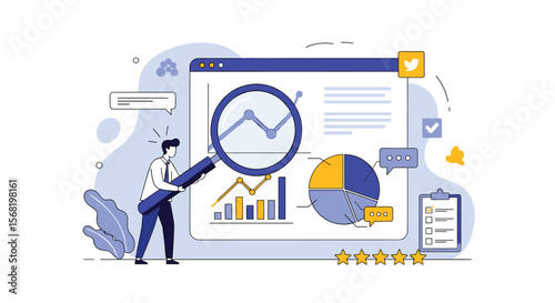 Illustrative Concept of Business Growth and Financial Analysis Using Digital Marketing Tools and Data Visualization Techniques