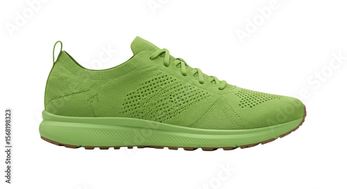 Lime Green Running Shoe Side View.